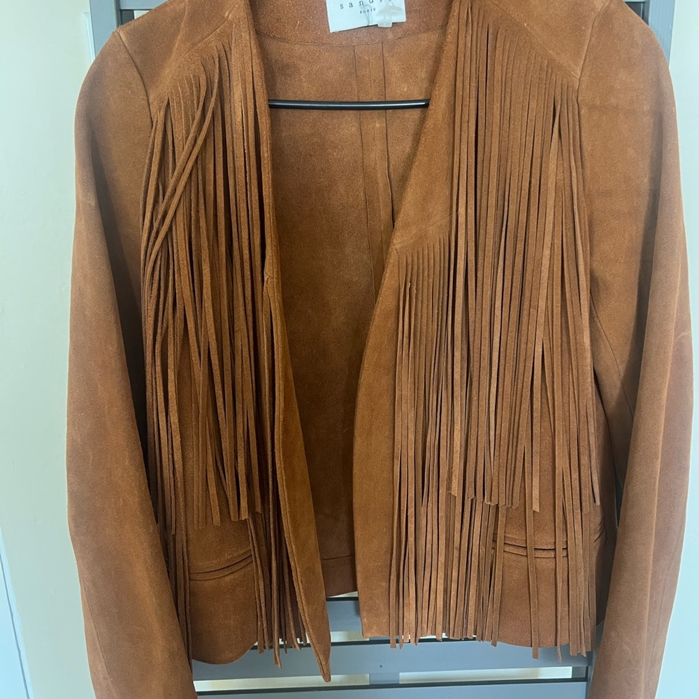 Sandro Brown Fringe Jacket